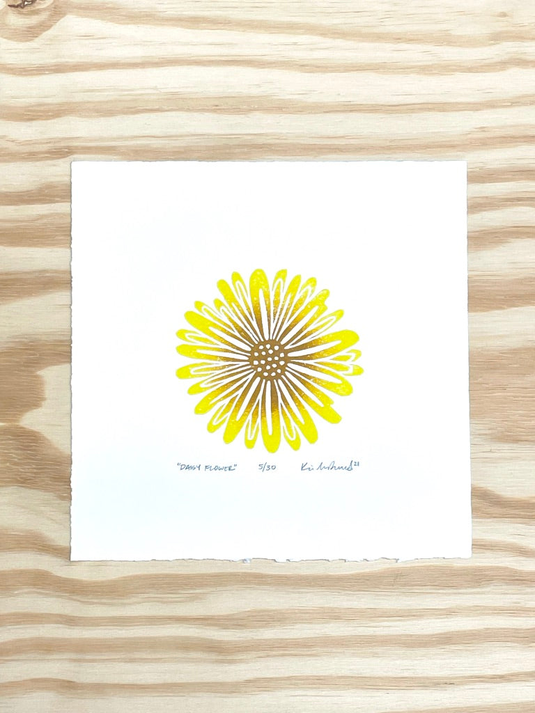 Daisy Flower - woodblock print (8x8")