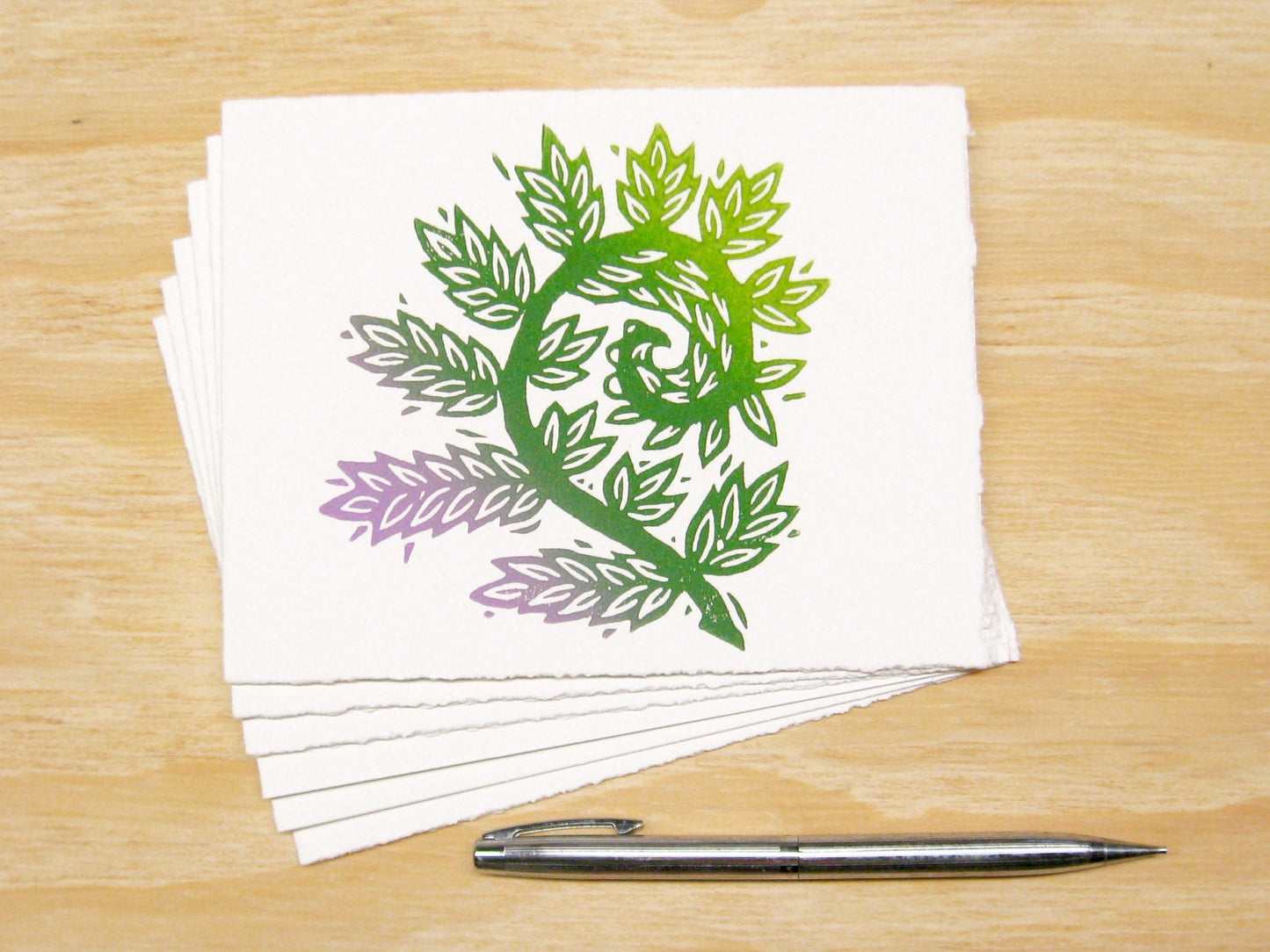 Fiddlehead Fern 6-pack cards - woodblock printed