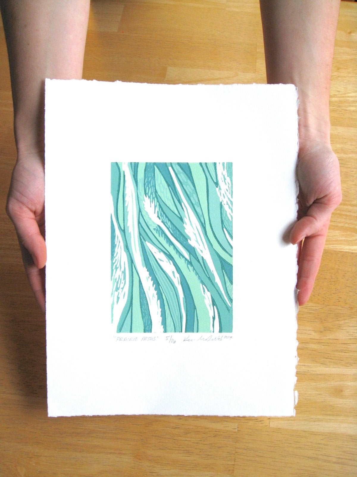 Prairie Paths FRAMED - reduction woodblock print (11x14")