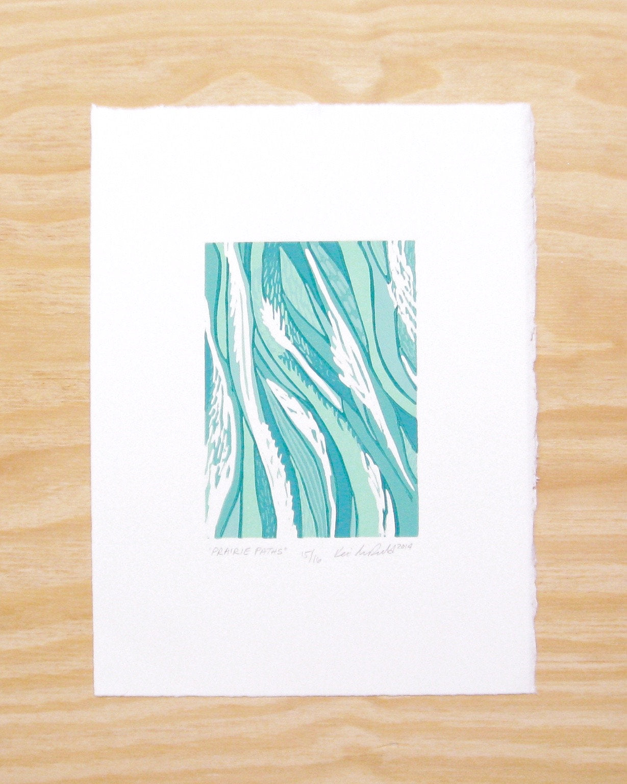Prairie Paths FRAMED - reduction woodblock print (11x14")