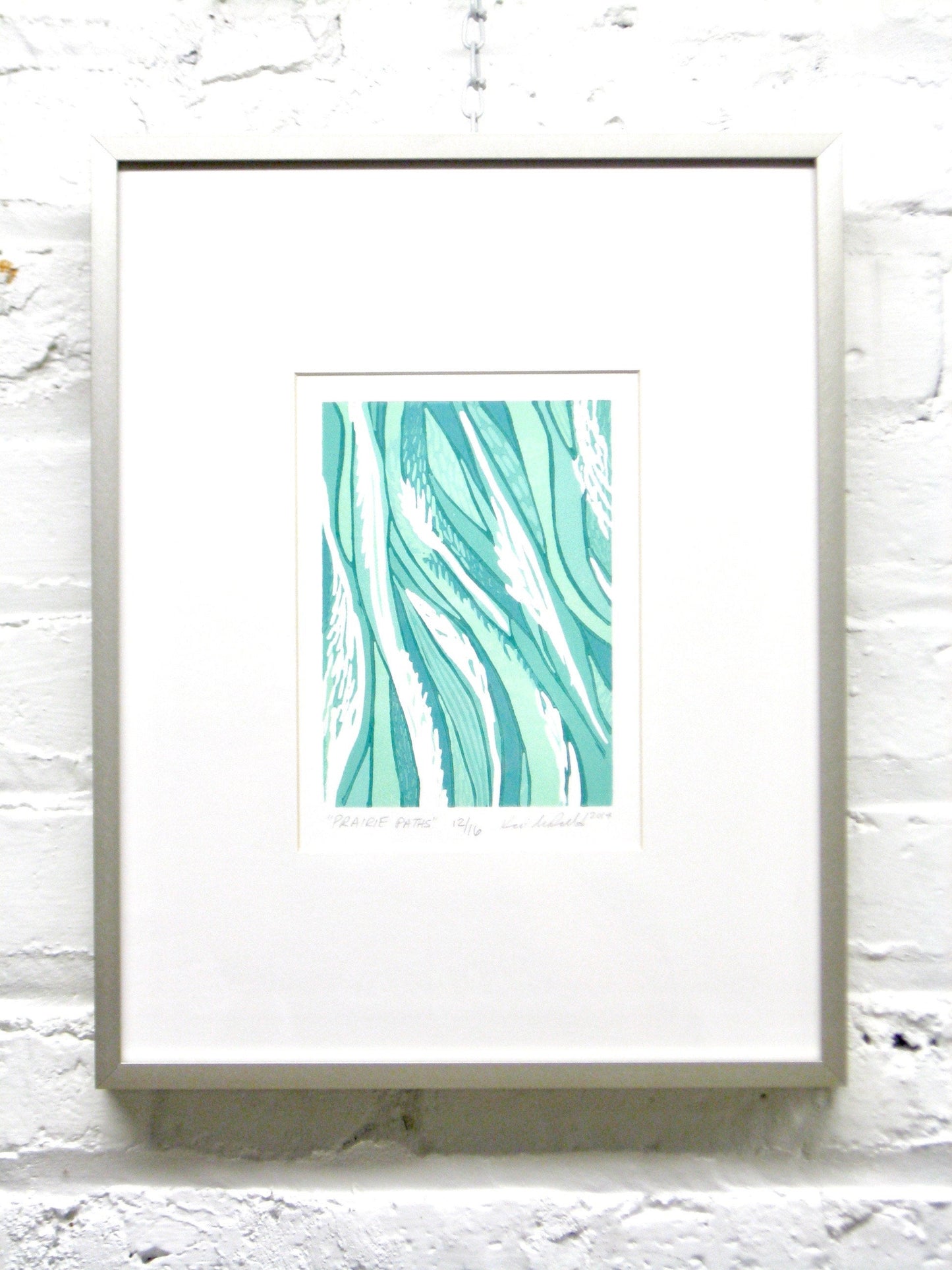 Prairie Paths FRAMED - reduction woodblock print (11x14")