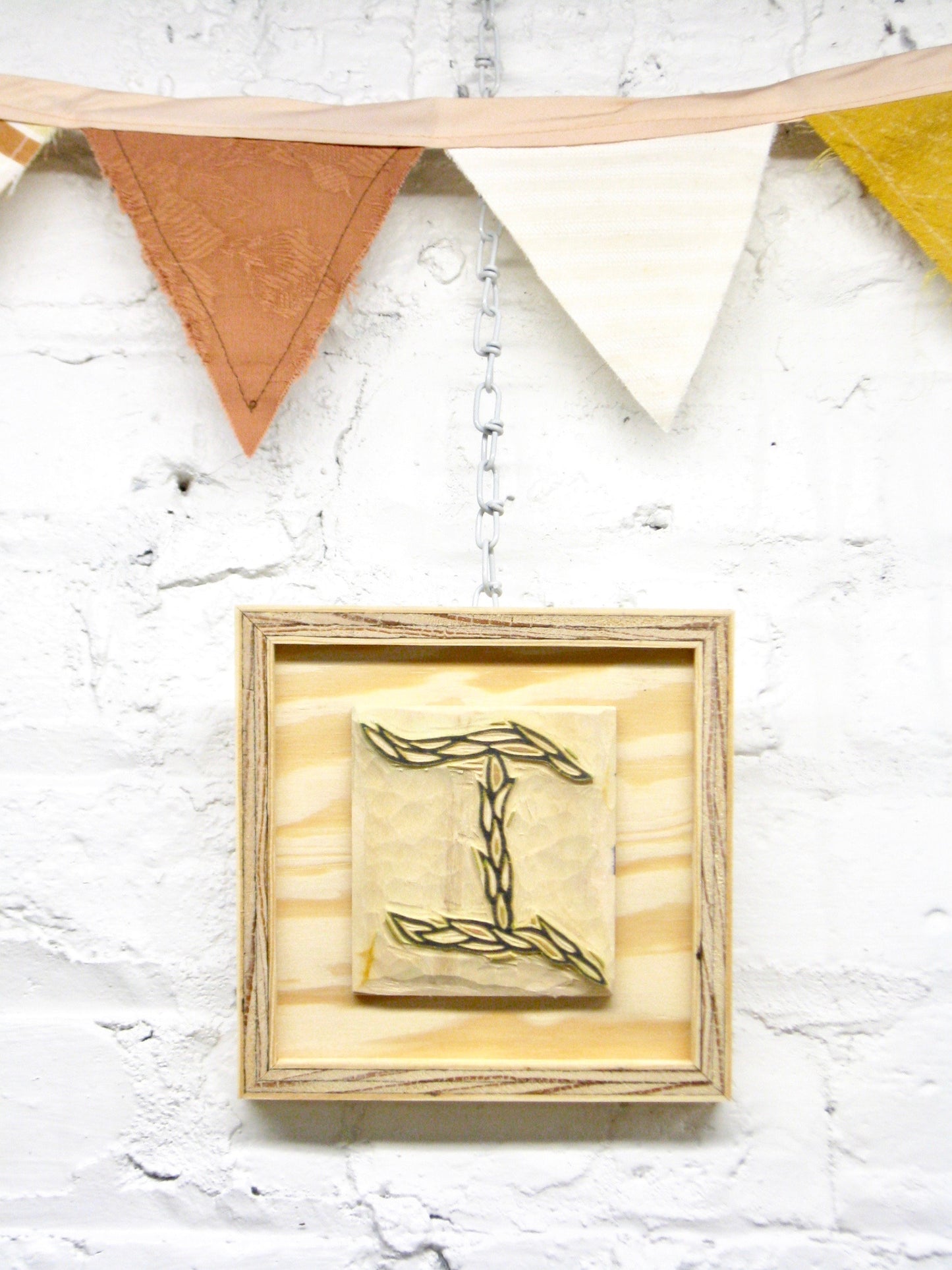 Letter I - hand carved original printers block with 6-pack monogram greeting cards - collector's item