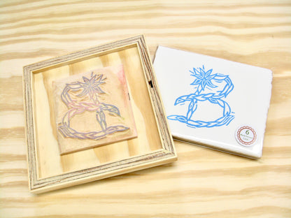 Letter B - hand carved original printers block with 6-pack monogram greeting cards- collector's item