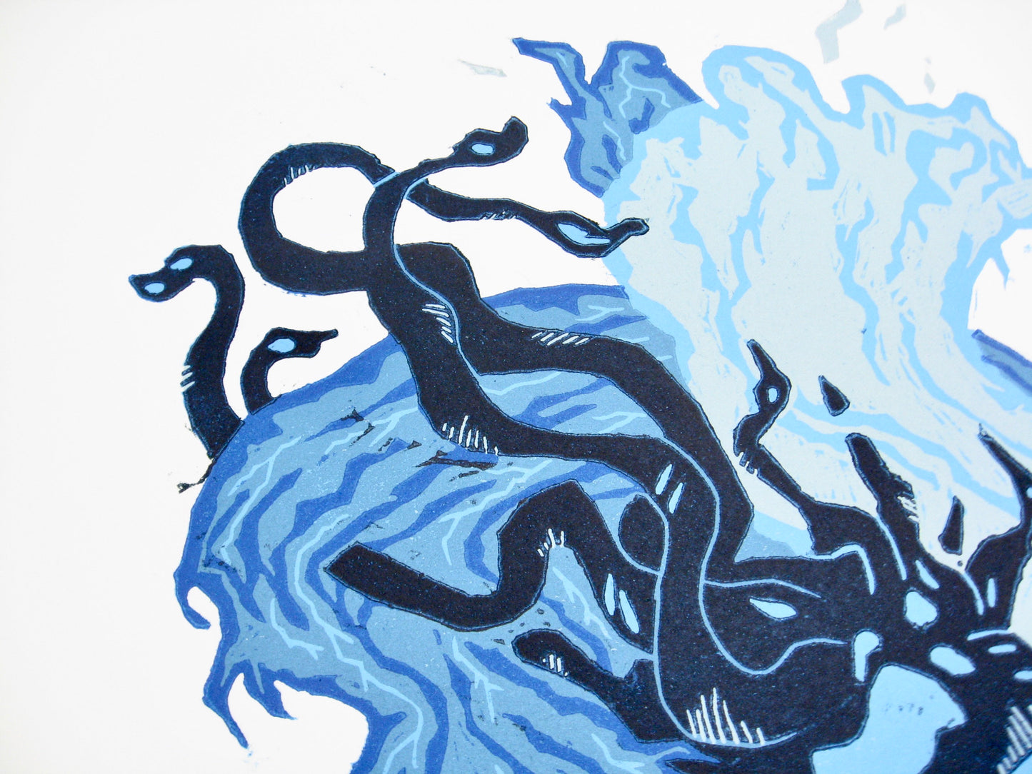 Creature of the Two Seas - woodblock print (15x18.25")