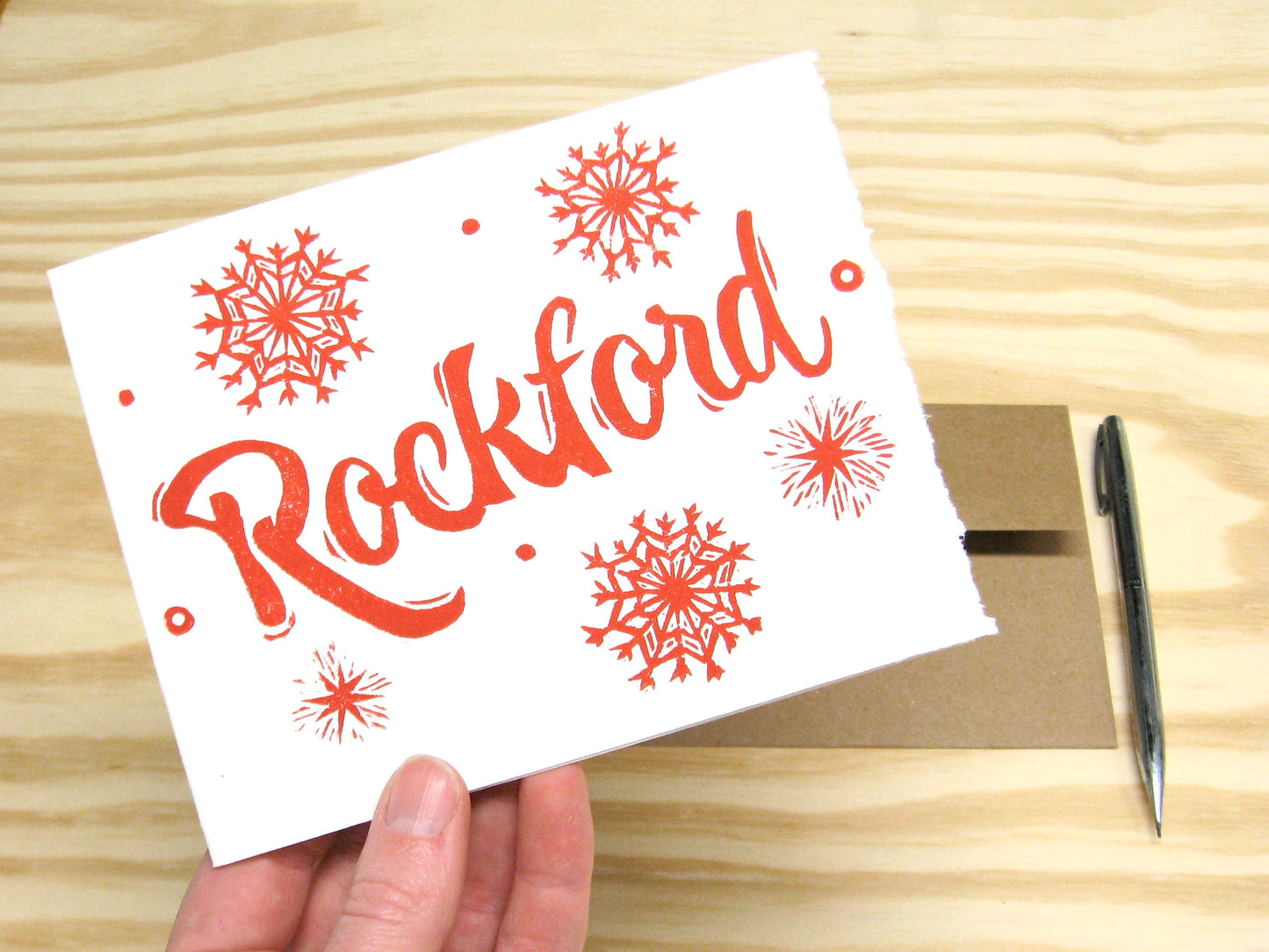 Starburst Red Rockford 6-pack cards - woodblock printed