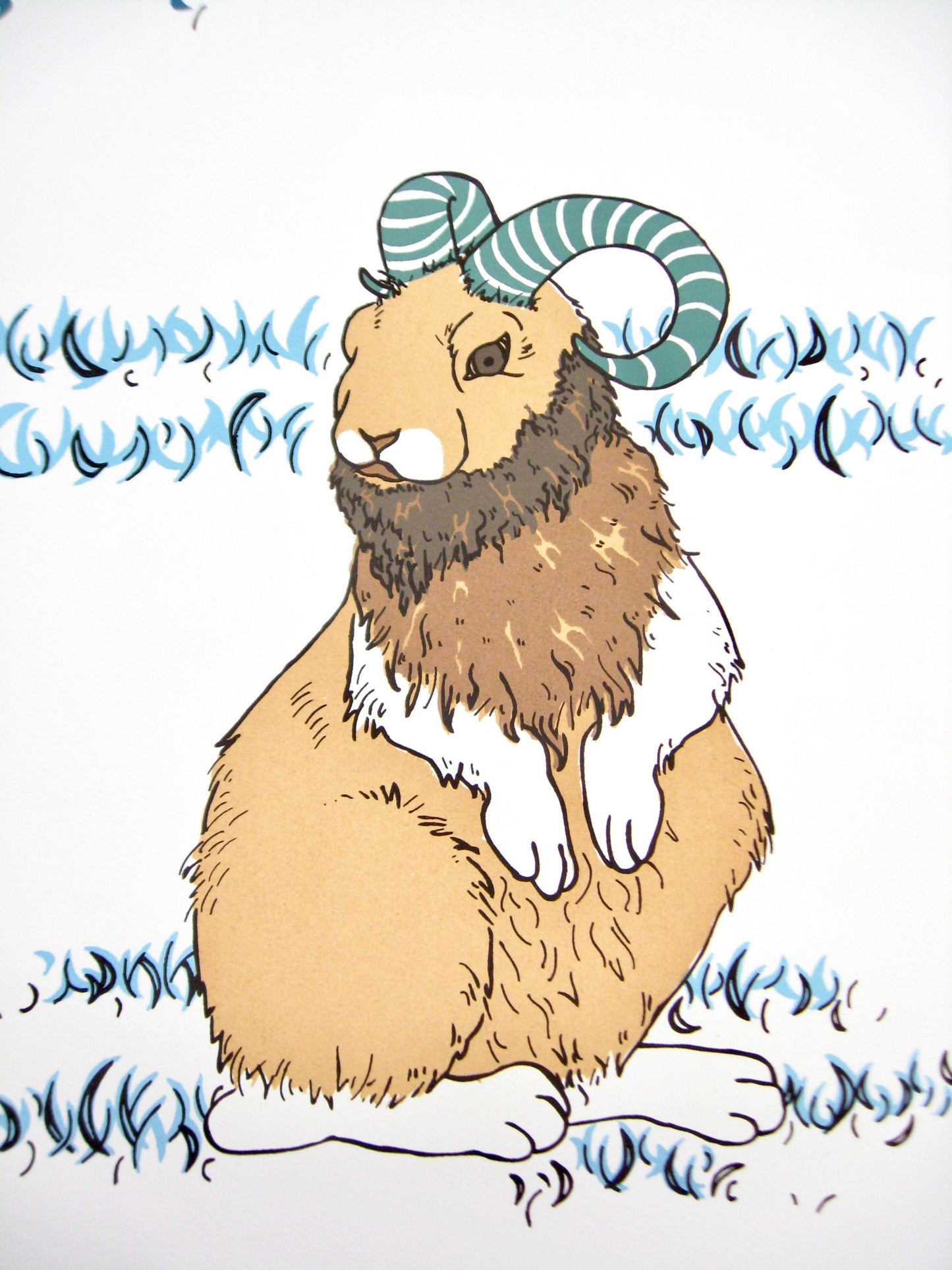The Double Bearded Rambit - screen print (15x19.5")