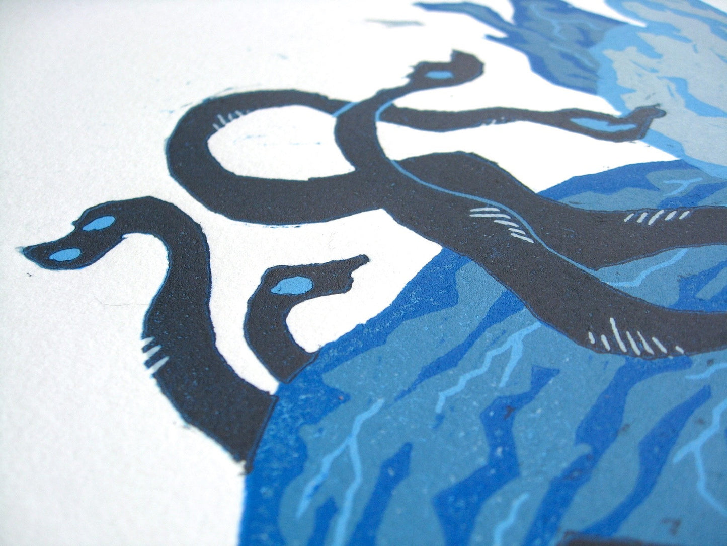 Creature of the Two Seas - woodblock print (15x18.25")