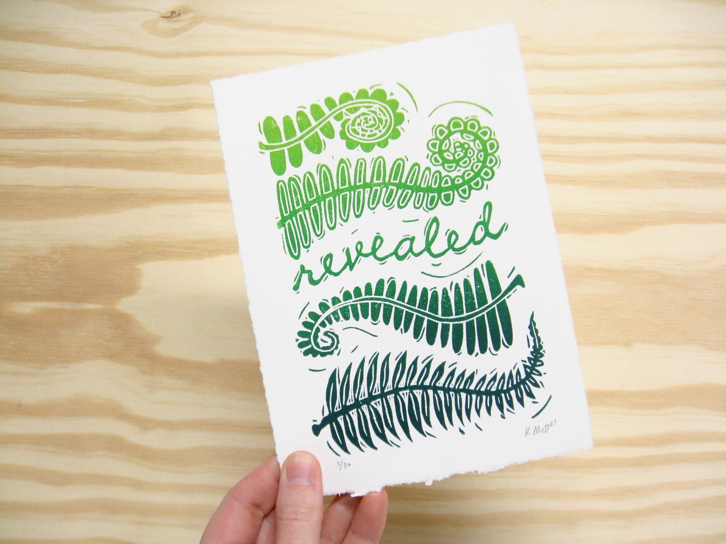 Revealed Ferns - woodblock print (5x7")