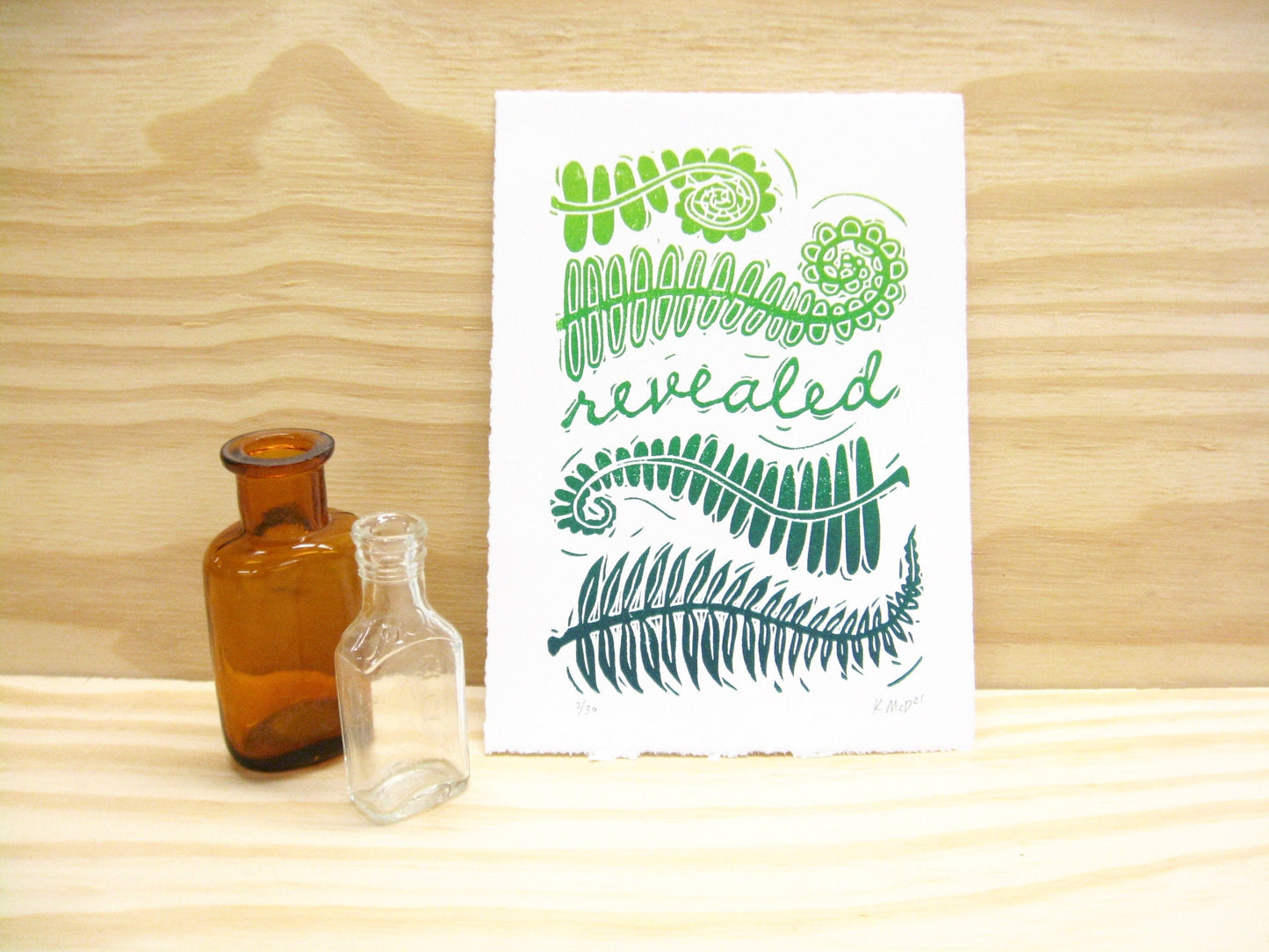 Revealed Ferns - woodblock print (5x7")