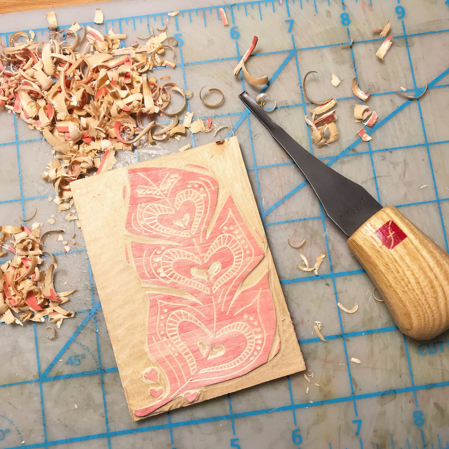 Love Feather - woodblock print (5x7")