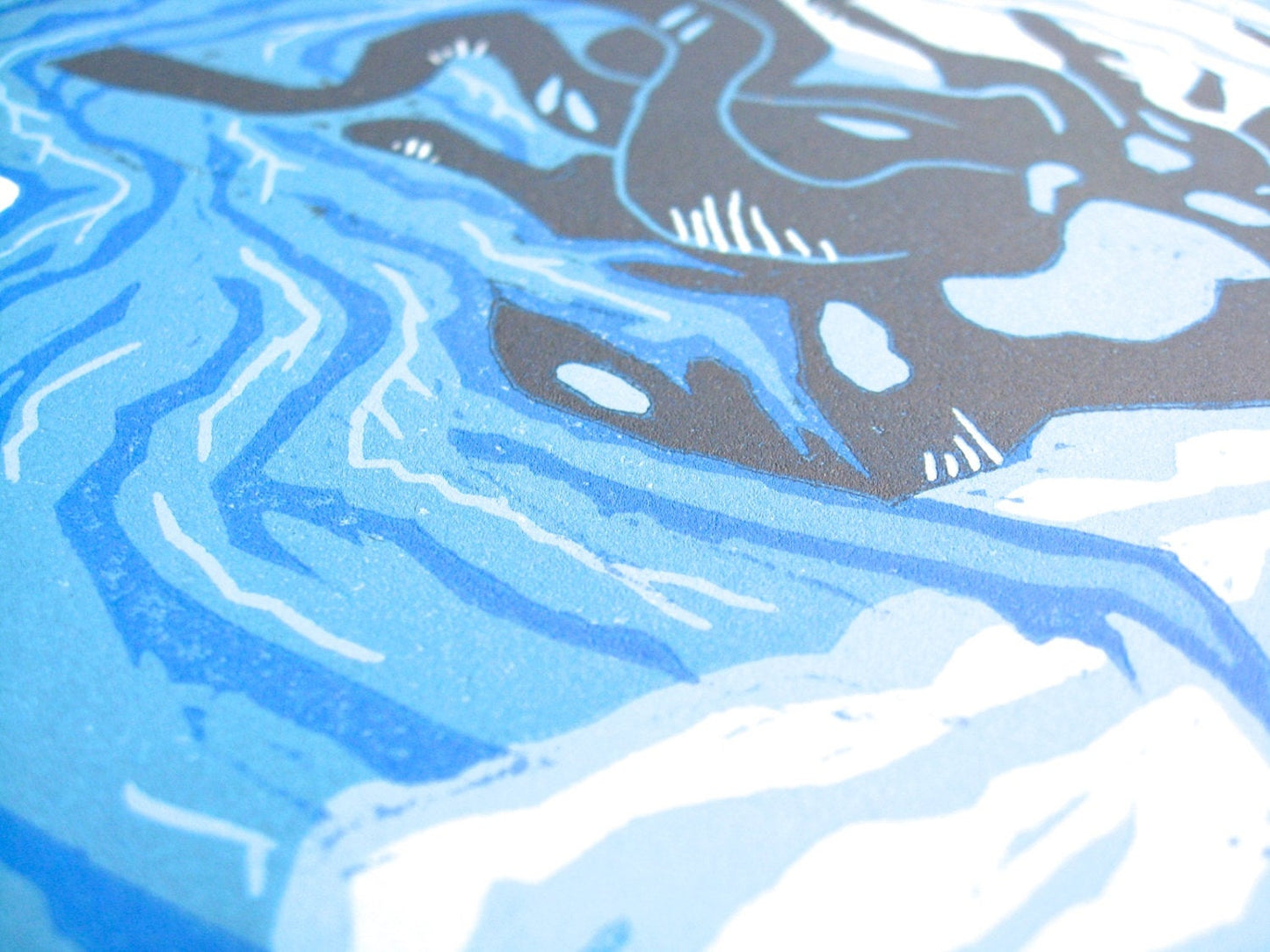 Creature of the Two Seas - woodblock print (15x18.25")