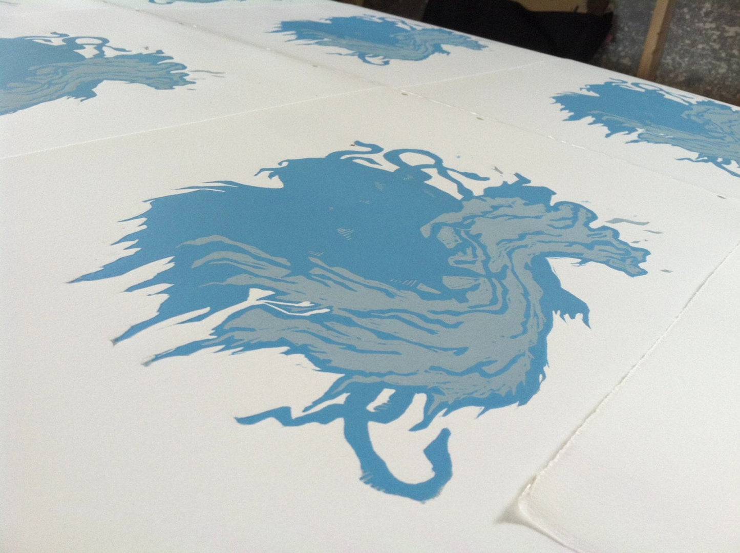 Creature of the Two Seas - woodblock print (15x18.25")