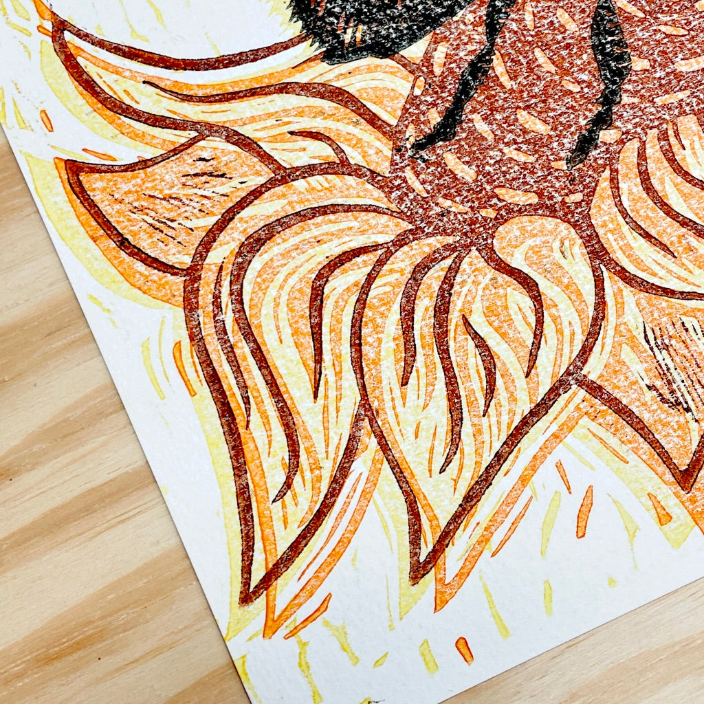 Rusty Patch Bumble Bee GHOST PRINT - woodblock print (9x12")