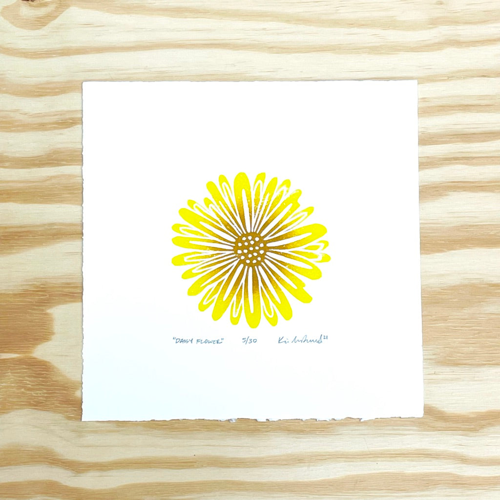 Daisy Flower - woodblock print (8x8")