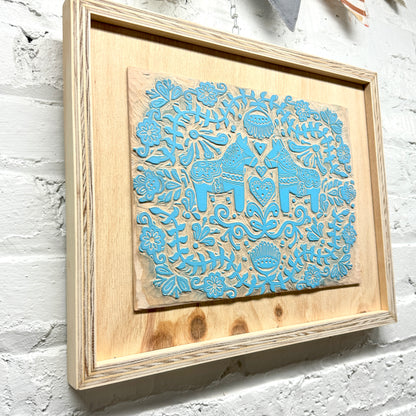 Dala Horse FRAMED WOODBLOCK and FRAMED PRINT - Collector's Item