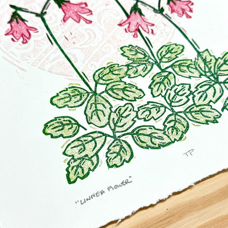 Linnea Flower GHOST PRINT - woodblock print (9x11")