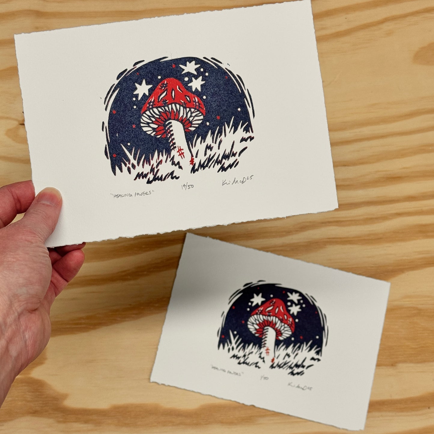 Healing Powers Mushroom - woodblock print (5x7")