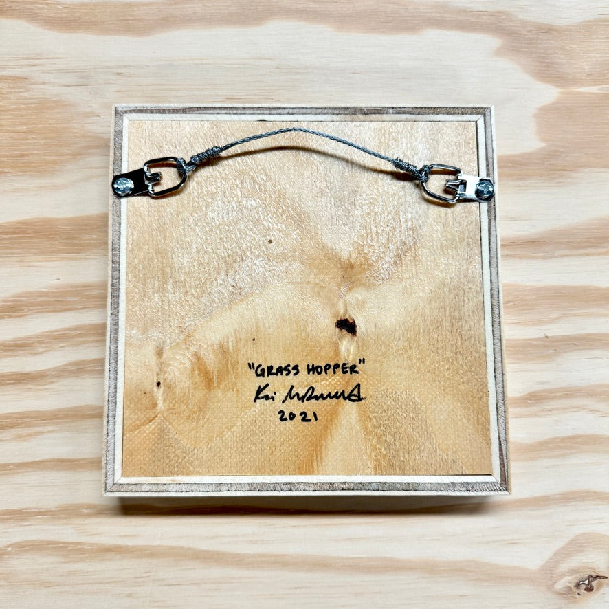 Grass Hopper - FRAMED WOODBLOCK (6x6")
