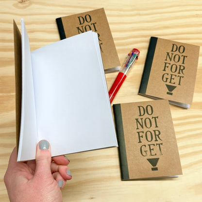 Do Not Forget! - letterpress mini sketchbook journal (4x5.5")