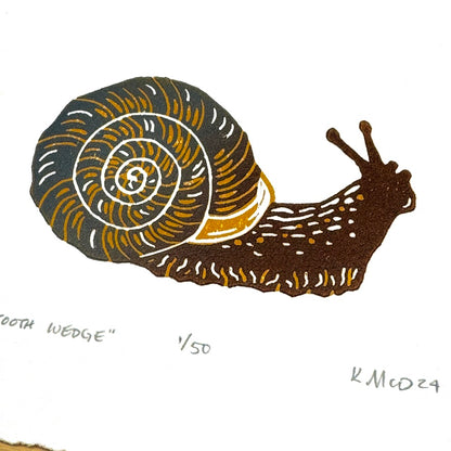 Bladetooth Wedge Snail - woodblock print (5x7")