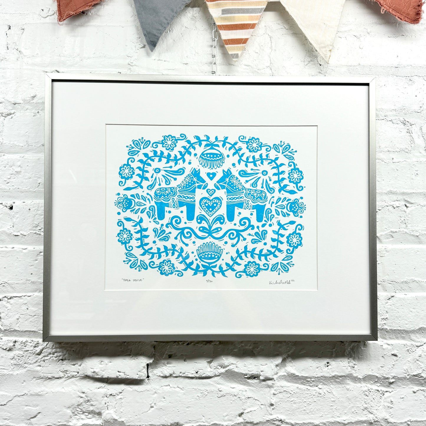 Dala Horse FRAMED WOODBLOCK and FRAMED PRINT - Collector's Item