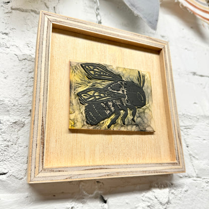 Queen Bee - FRAMED WOODBLOCK (6x6")