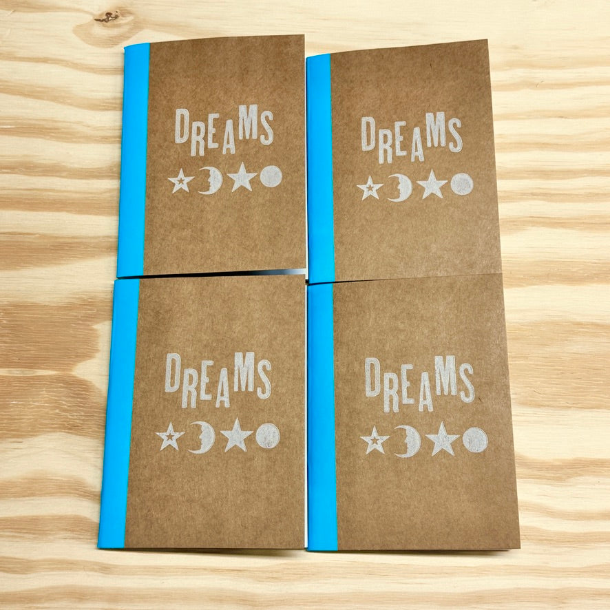 Dreams - letterpress mini sketchbook journal (4x5.5")