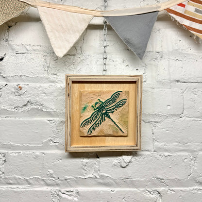 Green Darner Dragonfly - FRAMED WOODBLOCK (6x6")