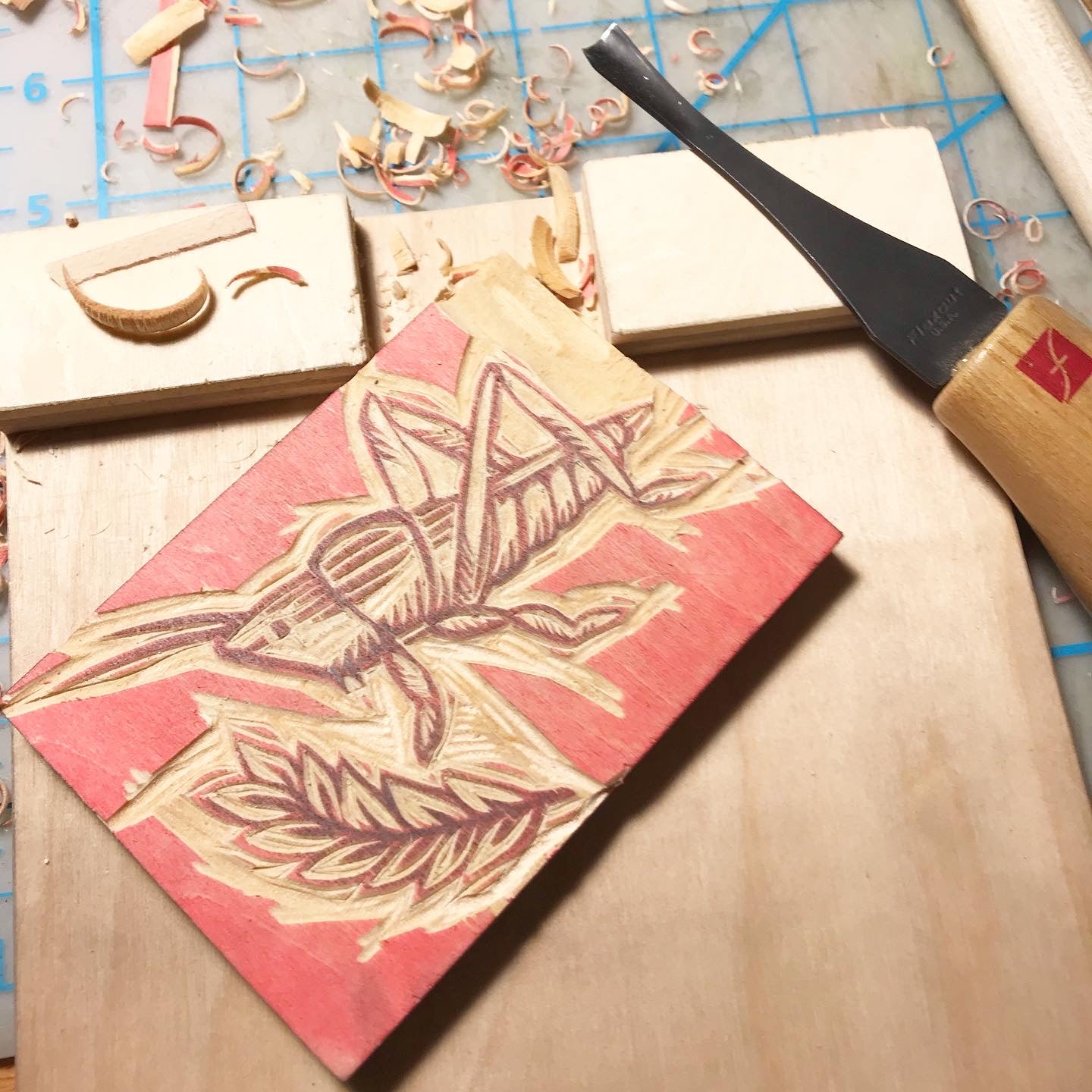 Grass Hopper - FRAMED WOODBLOCK (6x6")