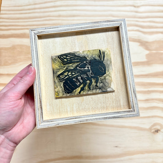 Queen Bee - FRAMED WOODBLOCK (6x6")