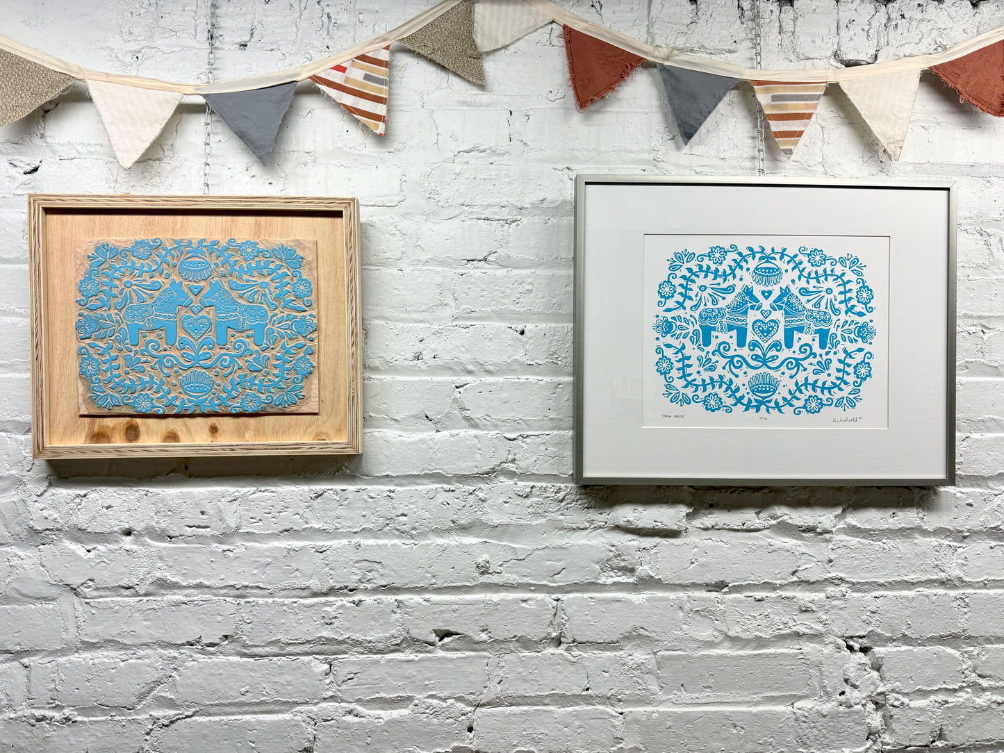 Dala Horse FRAMED WOODBLOCK and FRAMED PRINT - Collector's Item