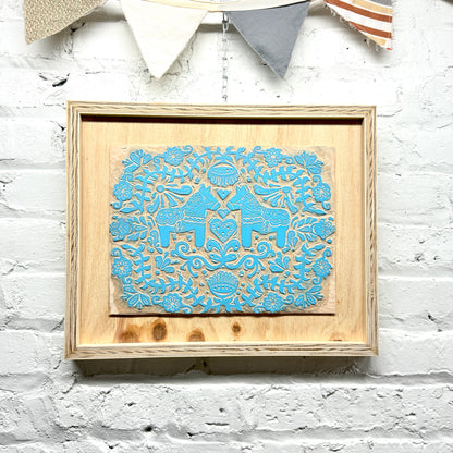 Dala Horse FRAMED WOODBLOCK and FRAMED PRINT - Collector's Item