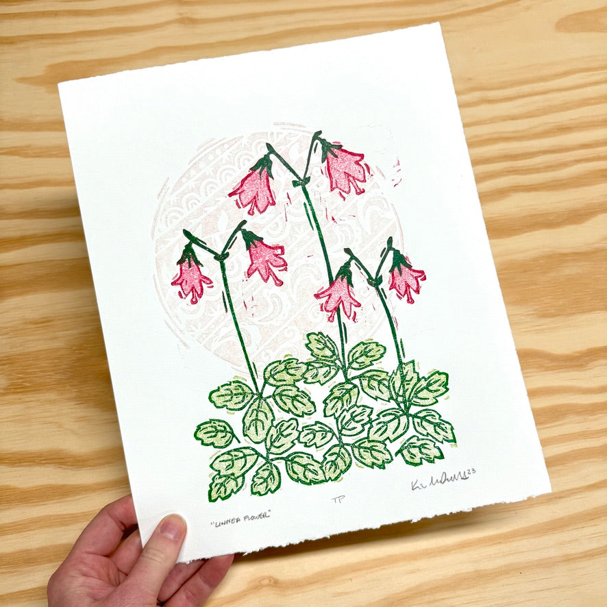 Linnea Flower GHOST PRINT - woodblock print (9x11")