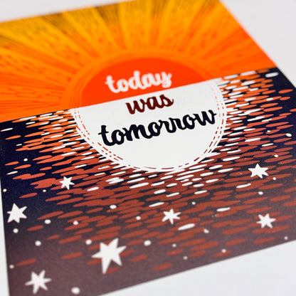 Today Was Tomorrow FRAMED - woodblock print (16x20")