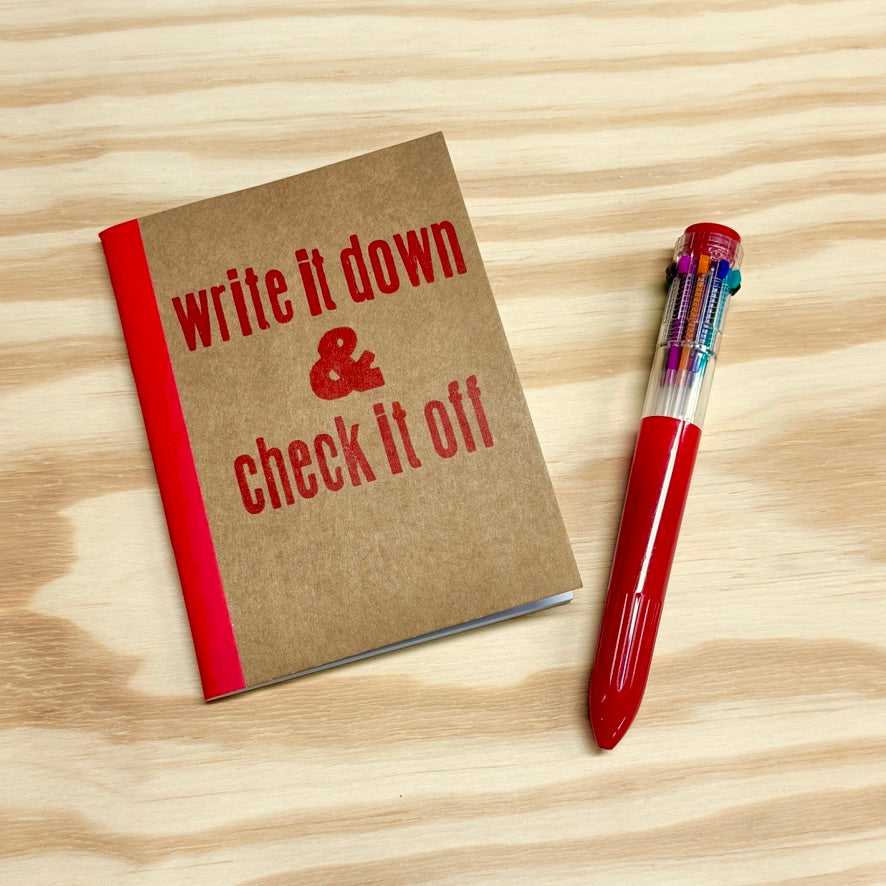 Write it Down & Check it Off - letterpress mini sketchbook journal (4x5.5")