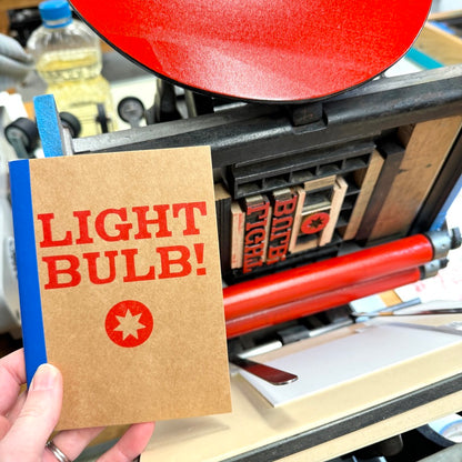 Light Bulb! - letterpress mini sketchbook journal (4x5.5")