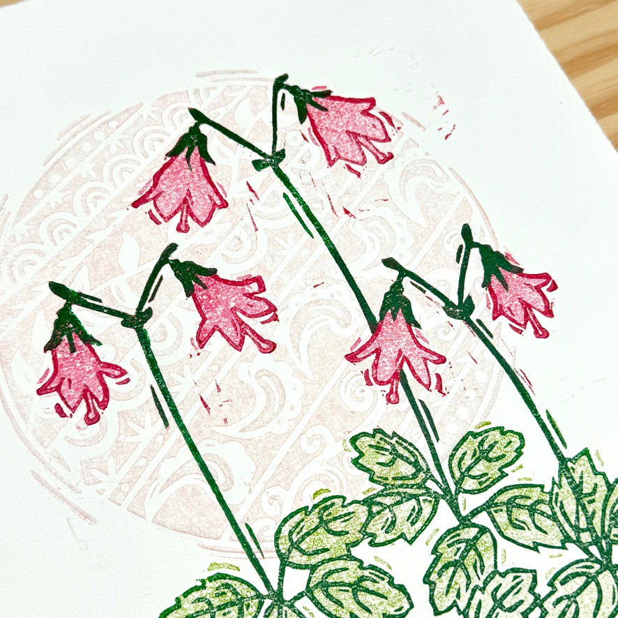 Linnea Flower GHOST PRINT - woodblock print (9x11")