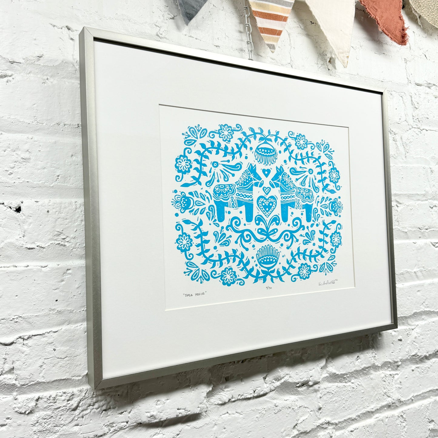Dala Horse FRAMED WOODBLOCK and FRAMED PRINT - Collector's Item