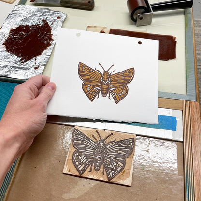 Skipper Butterfly - woodblock print (5x7")