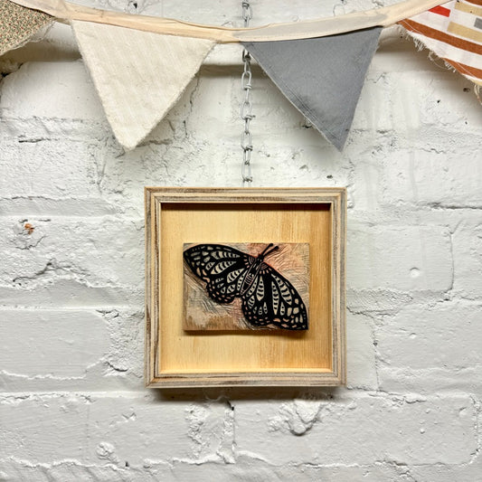 Flutterby Butterfly - FRAMED WOODBLOCK (6x6")