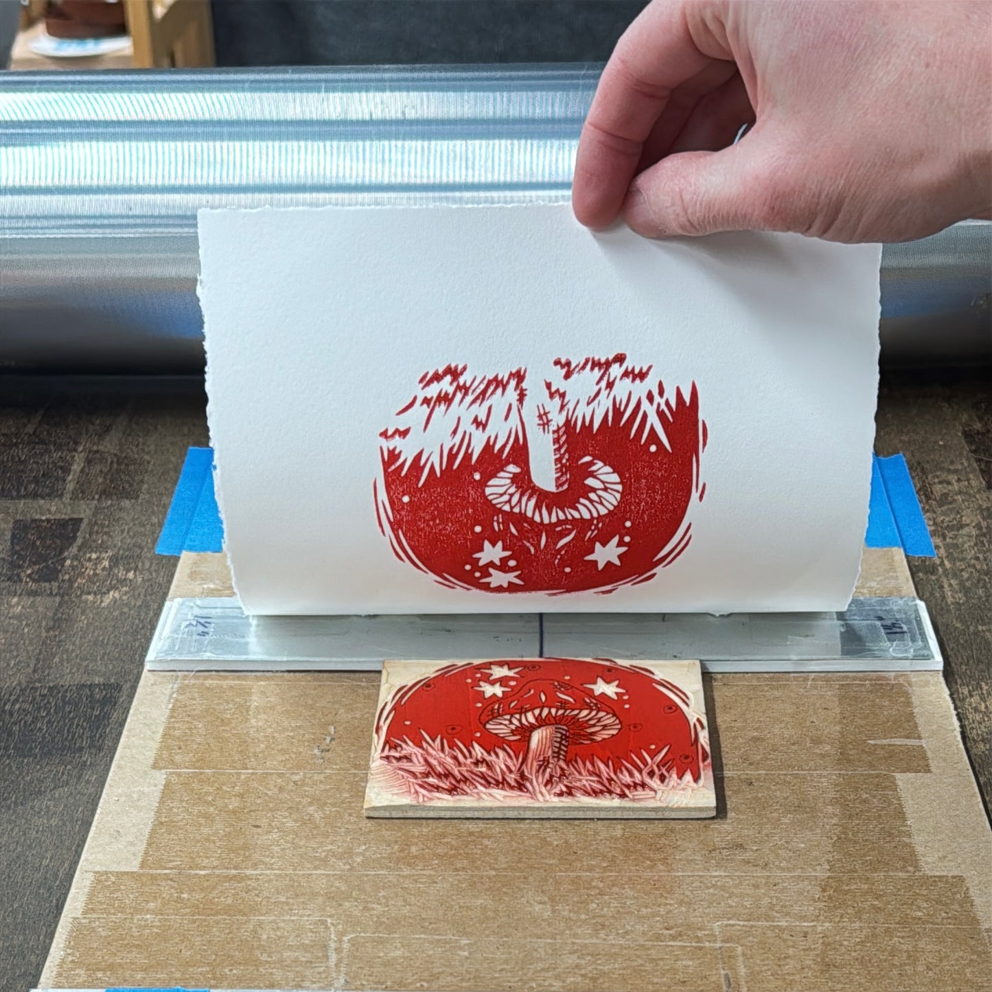 Healing Powers Mushroom - woodblock print (5x7")