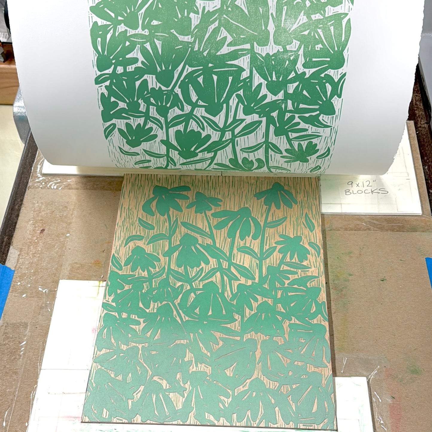 Coneflower Dance - woodblock print (14x18")