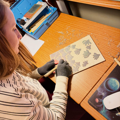 Coneflower Dance - woodblock print (14x18")