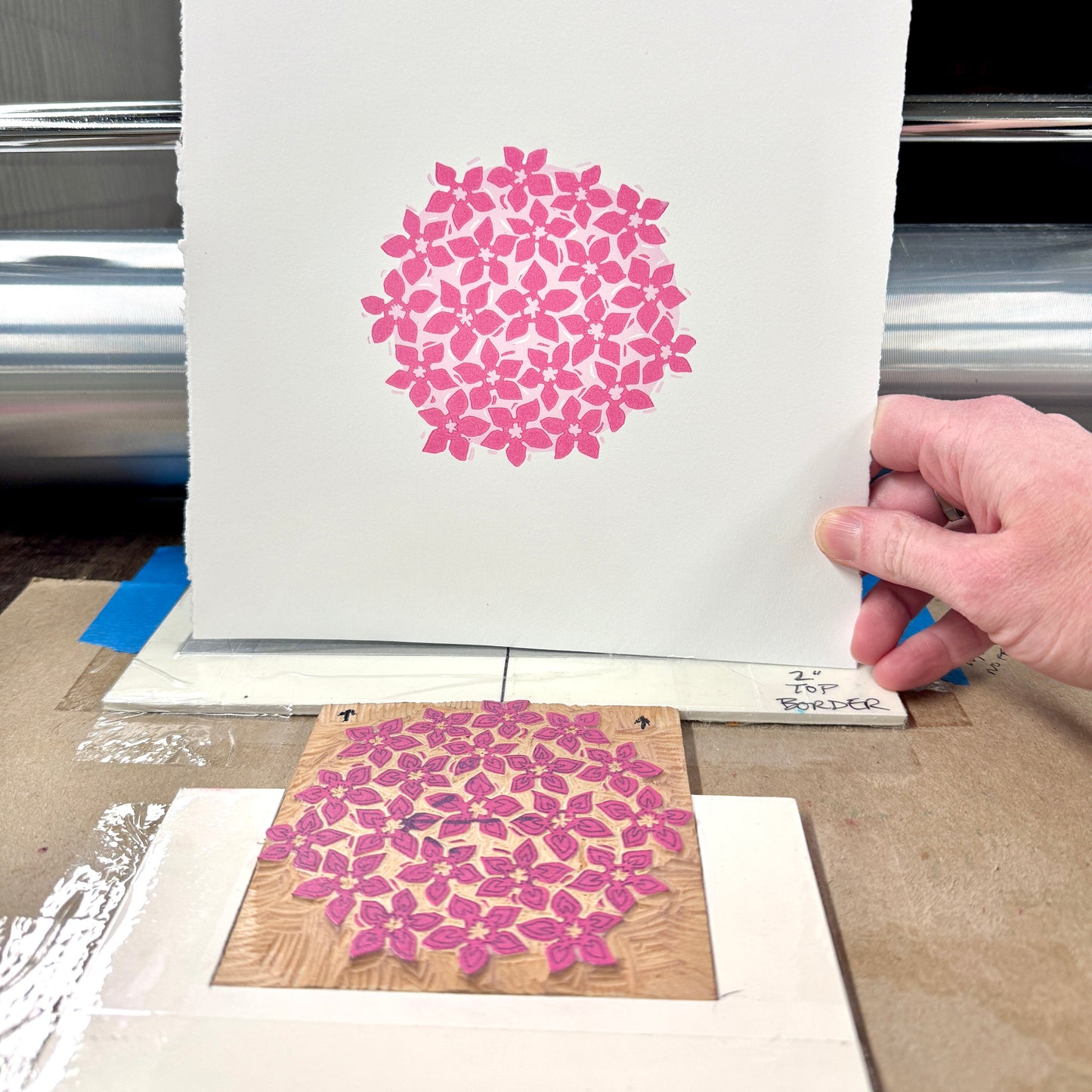 Milkweed Flower - woodblock print (8x8")