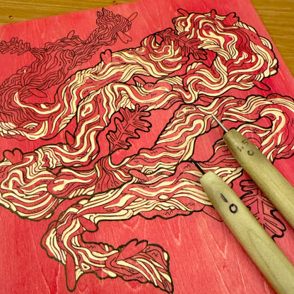 When the Old Oak Fell - woodblock print (14x18")