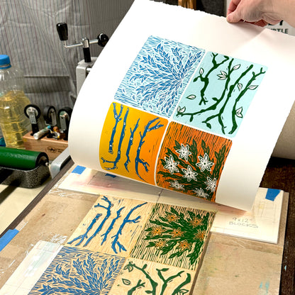 Beauty in the Breaking - woodblock print (14x18")