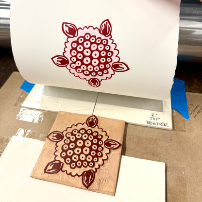 Quinine Flower - woodblock print (8x8")