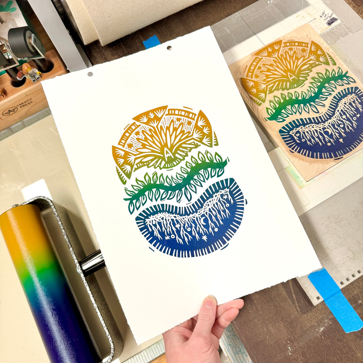 Try FRAMED - woodblock print (11x14")