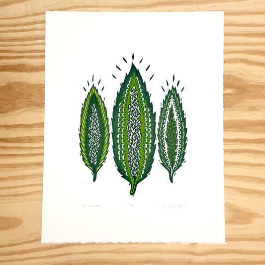 Be Present - woodblock print (14x18")