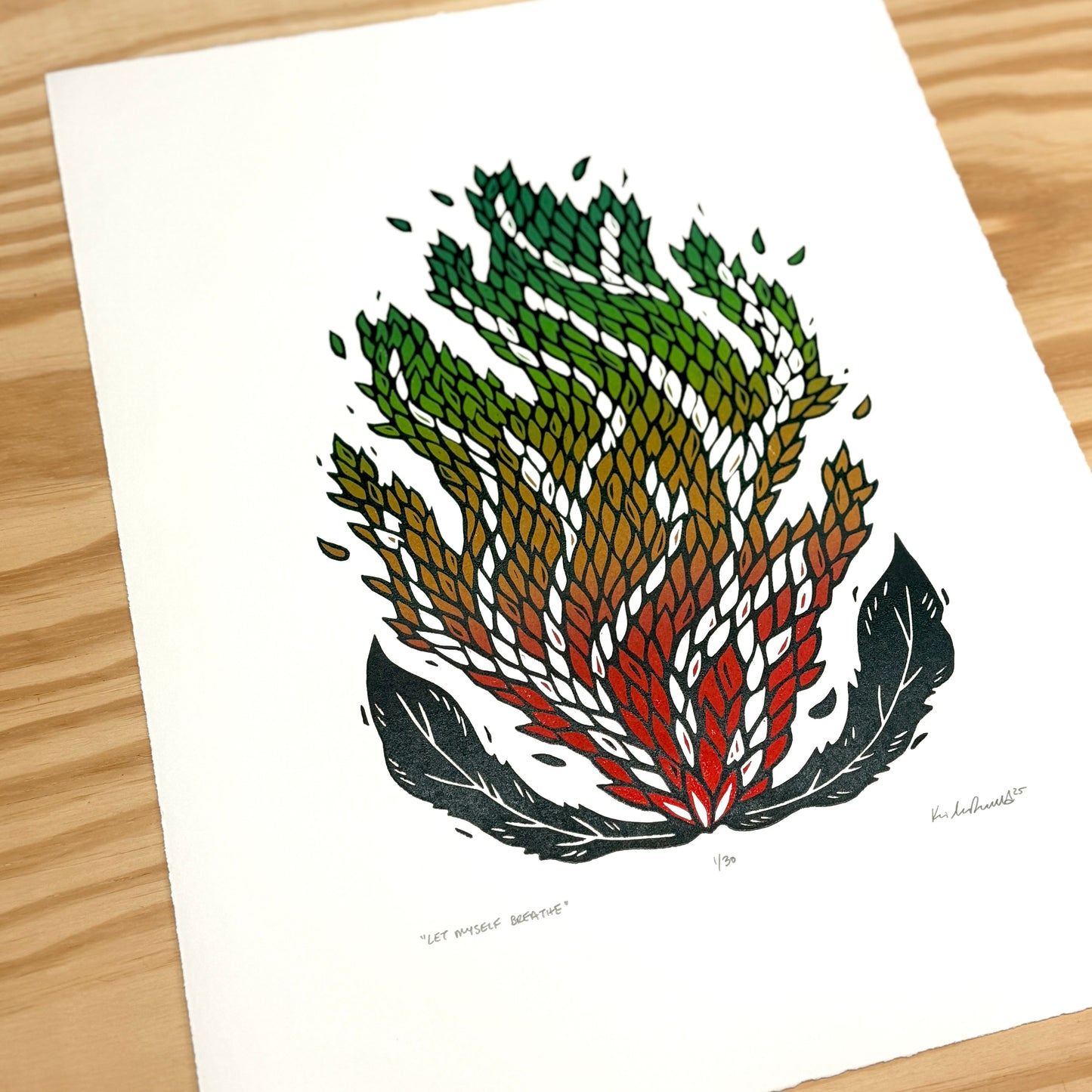 Let Myself Breathe - woodblock print (14x18")